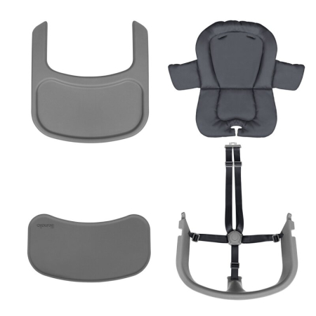 Scaun de masa multifunctional Megan, Lionelo, Din lemn de fag, 6 luni- adult, Reglabil pe inaltime, Husa impermeabila, Tavita silicon, Suport de picioare reglabil, Greutate maxima 110 Kg, Gri [15]