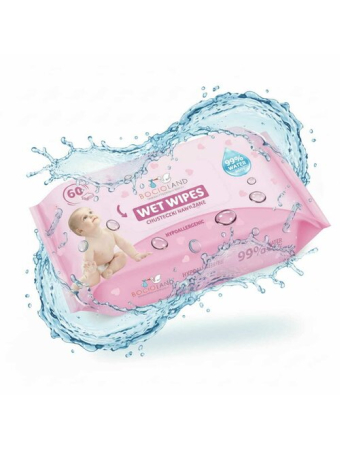 Servetele umede, Bocioland, Apa 99%, Fara parfum, 60 de bucati/pachet [2]