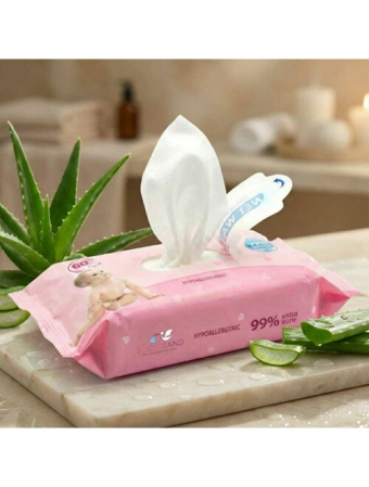 Servetele umede, Bocioland, Apa 99%, Fara parfum, 60 de bucati/pachet [9]