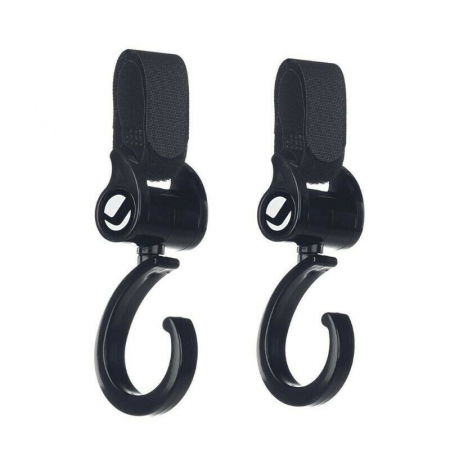 Produse pentru masina - Set 2 carlige auto pentru carucior, Jane, Fixare pe cadru, multifunctionale, Negru