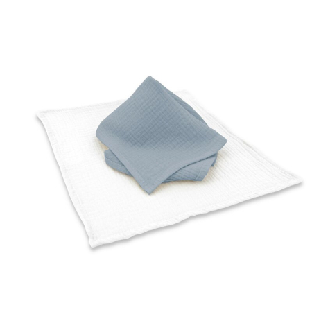 Set 2 museline, Qmini, Multifunctionale, Din material certificat Oeko Tex Standard 100, 30x30 cm, Jeans si Cream [1]