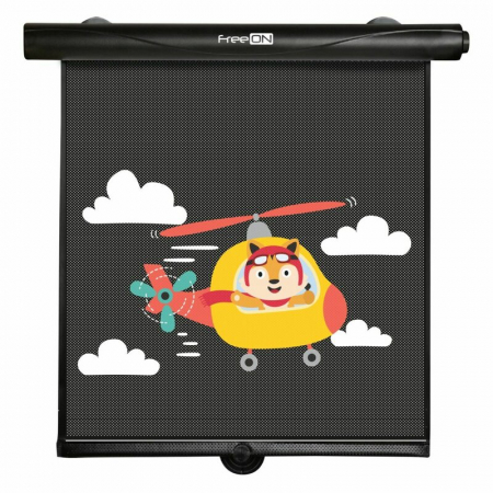 Produse pentru masina - Set 2 parasolare auto, FreeOn, Retractabile, Functioneaza prin apasarea unui buton, Black