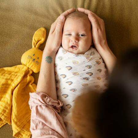 Set 3 scutece, Petite&Mars, Moussy, Din muselina de bambus, Hipoalergenice, 68 x 68 cm, Certificate Oeko Tex Standard 100, Pink Meadow [7]