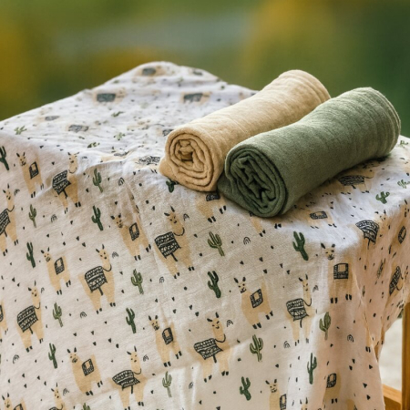 Set 3 scutece, Petite&Mars, Moussy, Din muselina de bambus, Hipoalergenice, 68 x 68 cm, Certificate Oeko Tex Standard 100, Pink Meadow [3]