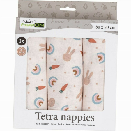 Set 3 scutece terta, Bubaba, Din bumbac, 80x80 cm, Carrots and Rainbow [1]