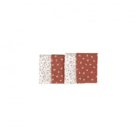 Cadite si accesorii - Set 4 lavete, Bubaba, Din muselina, Dimensiune 40x40 cm, Pentru spalarea si ingrijirea fetei si a corpului bebelusului dupa masa sau baita, Pink