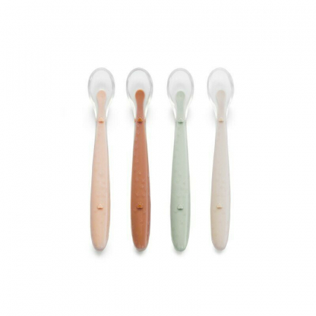 Cani , farfurii , tacamuri - Set 4 lingurite, Jane, Din silicon, 1.2 x 1.5 x 14.7 cm, BPA Free, Sunset