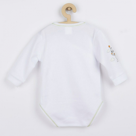 Set 4 piese: body cu maneca lunga, salopeta fara maneci, caciulita, manusi, Marime 56, Din bumbac 100%, New Baby, Snail [3]