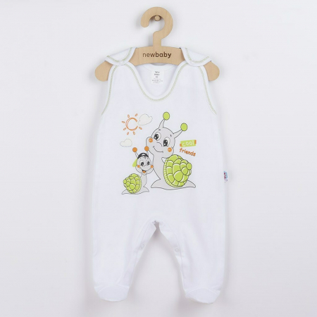 Set 4 piese: body cu maneca lunga, salopeta fara maneci, caciulita, manusi, Marime 56, Din bumbac 100%, New Baby, Snail [1]