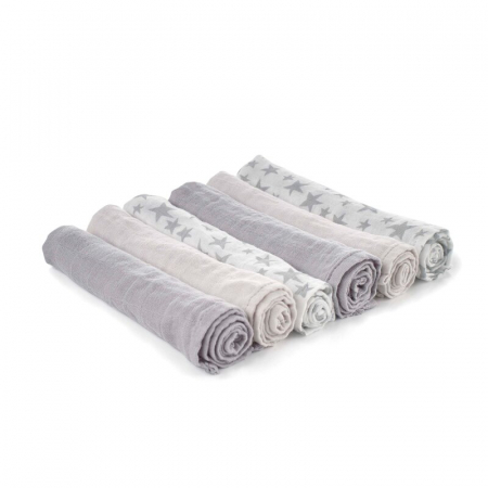Set 6 scutece, Jane, Din muselina de bambus, Hipoalergenice, 35 x 35 cm, Star [2]