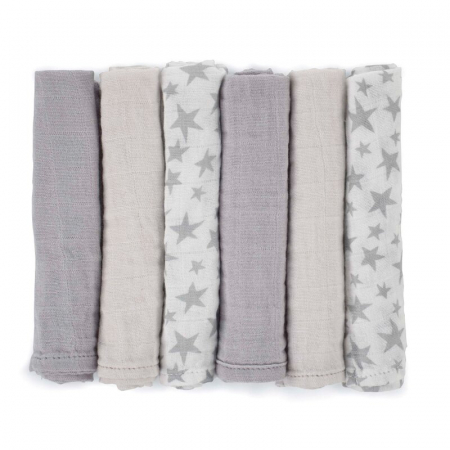 Set 6 scutece, Jane, Din muselina de bambus, Hipoalergenice, 35 x 35 cm, Star [1]