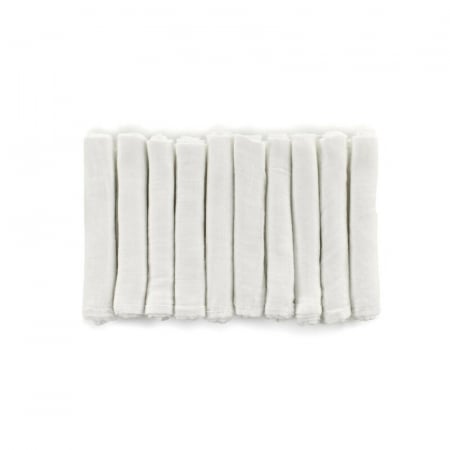 Curat si sanatos - Set 6 scutece, Jane, Din muselina de bambus, Hipoalergenice, 35 x 35 cm, White