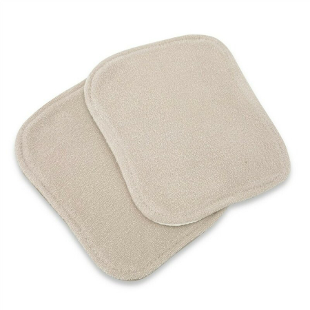 Cadite si accesorii - Set de 2 lavete, Qmini, Din bambus si muselina, Pentru ingrijirea corpului bebelusului, Materiale certificate Oeko Tex Standard 100, Mocha Cream si Warm Beige