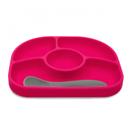 Set de masa, Yumi, Farfurie compartimentata si lingurita, Cu 4 compartimente, Fara BPA, Bbluv, Pink [1]