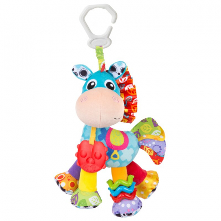 Set jucarii carucior si dentitie, Playgro, Clip Clop, Cu 3 jucarii, Cu 3 inele pentru dentitie, Cu diverse forme si texturi, Cu sunete si zornaieli, Dezvolta abilitatile motorii si imaginatia, 0 luni+ [1]
