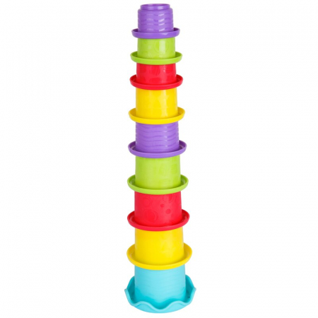 Set jucarii interactive, Playgro, Include 6 cupe pentru stivuire, 6 inele, o jucarie din plus si o jucarie cu ventuza, 6 luni+, Sensory Llama Explore and Play Gift Pack [6]