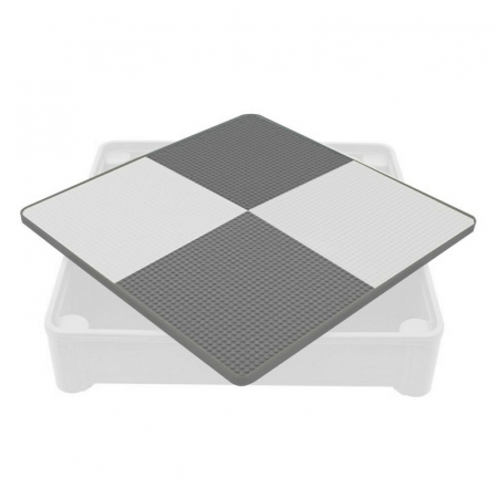 Set masuta si doua scaune pentru copii, Grey and White, Cu parte detasabila si reversibila, Partea reversibila pentru Lego Duplo, New Baby [2]
