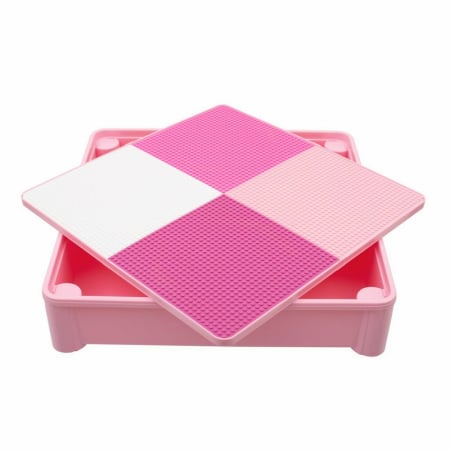 Set masuta si doua scaune pentru copii, Pink, Cu parte detasabila si reversibila, Partea reversibila pentru Lego Duplo, New Baby [3]
