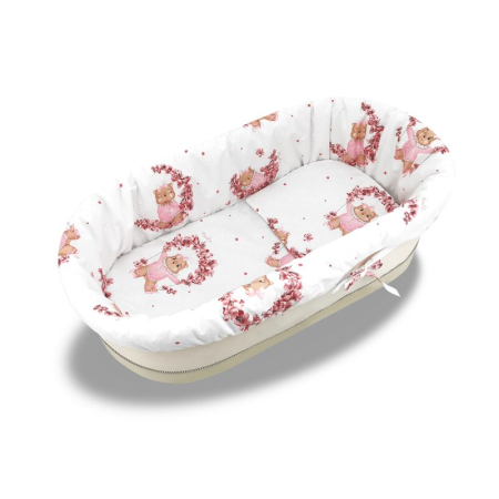 Set pentru landou/cosulet, MimiNu, Cu protectie, saltea si pernuta, Din bumbac certificat Oeko Tex Standard 100, Design, Betty [1]