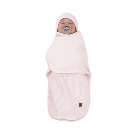 Sistem de infasare si caciulita, MimiNu, Pentru bebe, 0 - 3 luni, Din bumbac certificat Oeko Tex Standard 100, Soft Powdery Pink [3]