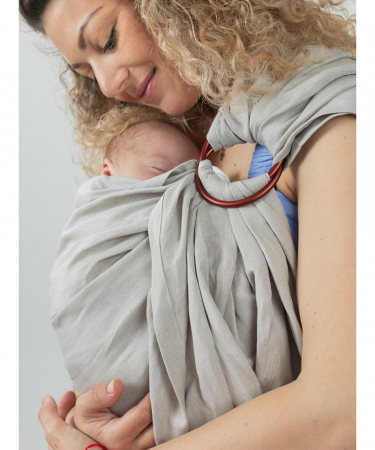 Marsupi ,Wrap-uri , Slinguri - Sling Cu Inele ISARA Silver Grey Bamboo Linen