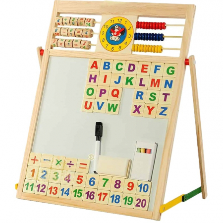 Jucarii Educative Copii - Tabla magnetica 70x40 cu creta colorata, marker, burete, litere si cifre
