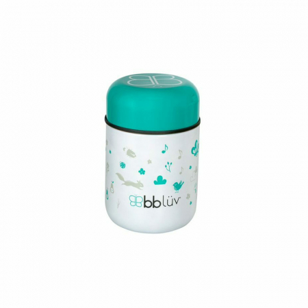 Termos pentru alimente solide, Food, Cu lingurita inclusa, 300 ml, BPA Free, Bbluv, Aqua [2]