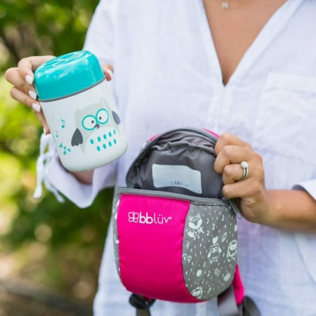Termos pentru alimente solide, Food, Cu lingurita inclusa, 300 ml, BPA Free, Bbluv, Aqua [5]