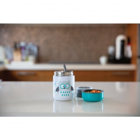 Termos pentru alimente solide, Food, Cu lingurita inclusa, 300 ml, BPA Free, Bbluv, Aqua [4]