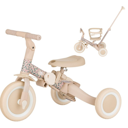 Triciclete copii - Tricicleta, Petite&Mars, Turbo, Editie limitata, 5 in 1, Multifunctionala, Vehicul de impins, Bicicleta cu/fara pedale, Cu maner de ghidaj, Detasabil, Roti din cauciuc, Pana la 25 kg, 1.5-5 ani, Pink 