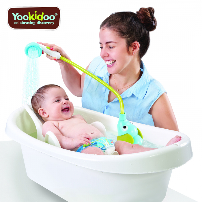 Jucărie portabilă pentru duș - pentru bebeluși și copii, în formă de elefant - bleu, 0-24 luni, Yookidoo [7]