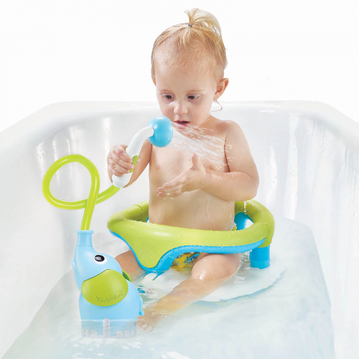 Jucărie portabilă pentru duș - pentru bebeluși și copii, în formă de elefant - bleu, 0-24 luni, Yookidoo [4]