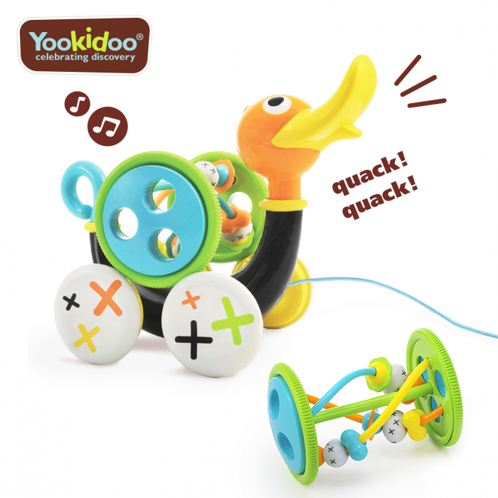 Jucărie rață de tras 2 în 1 cu cilindru direcționare bile, 1-3 ani, Yookidoo [1]
