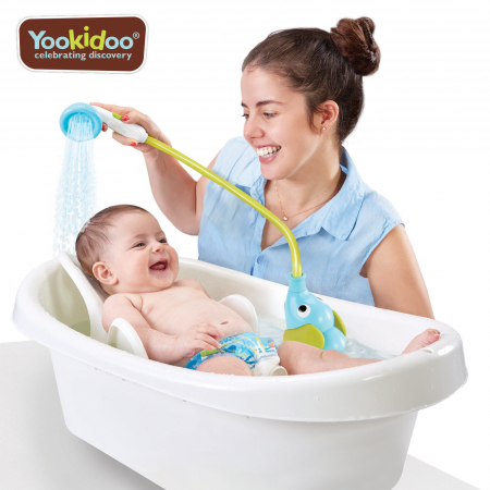 Jucărie portabilă pentru duș - pentru bebeluși și copii, în formă de elefant - bleu, 0-24 luni, Yookidoo [0]