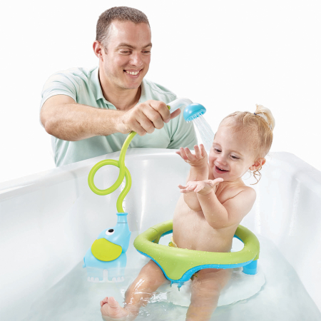 Jucărie portabilă pentru duș - pentru bebeluși și copii, în formă de elefant - bleu, 0-24 luni, Yookidoo [2]