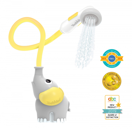 Jucărie duș portabil pentru bebeluși și copii, în formă de elefant -  Gri -  Galben, 0-24 luni, Yookidoo [1]
