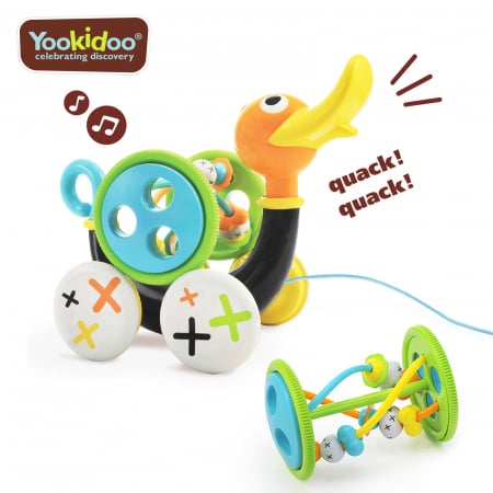 Jucărie rață de tras 2 în 1 cu cilindru direcționare bile, 1-3 ani, Yookidoo