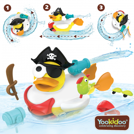 Jucărie rață pirat cu motor și 15 accesorii, 2-6 ani, Yookidoo