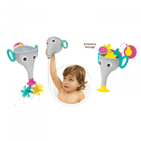 Jucărie trompă de elefant cu stropitoare pentru baie – gri +18 luni Yookidoo [5]