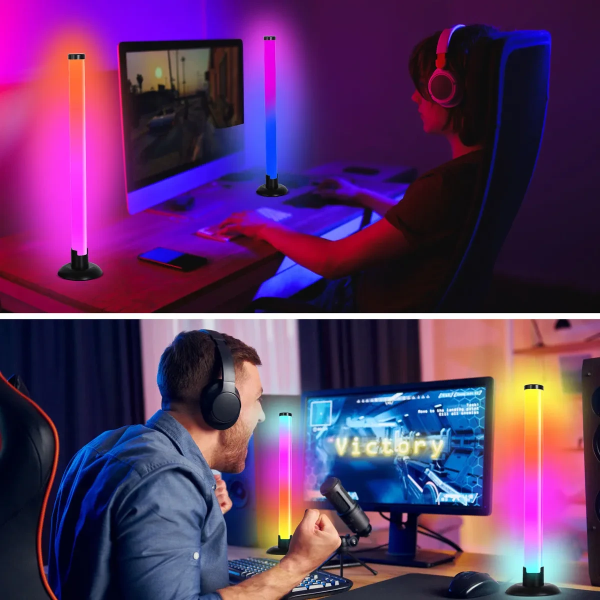 Bară Luminoasă RGB 360° Smart, LED 31 cm, 16M Culori, Sync Muzică, App & Telecomandă – Ambient Gaming [7]