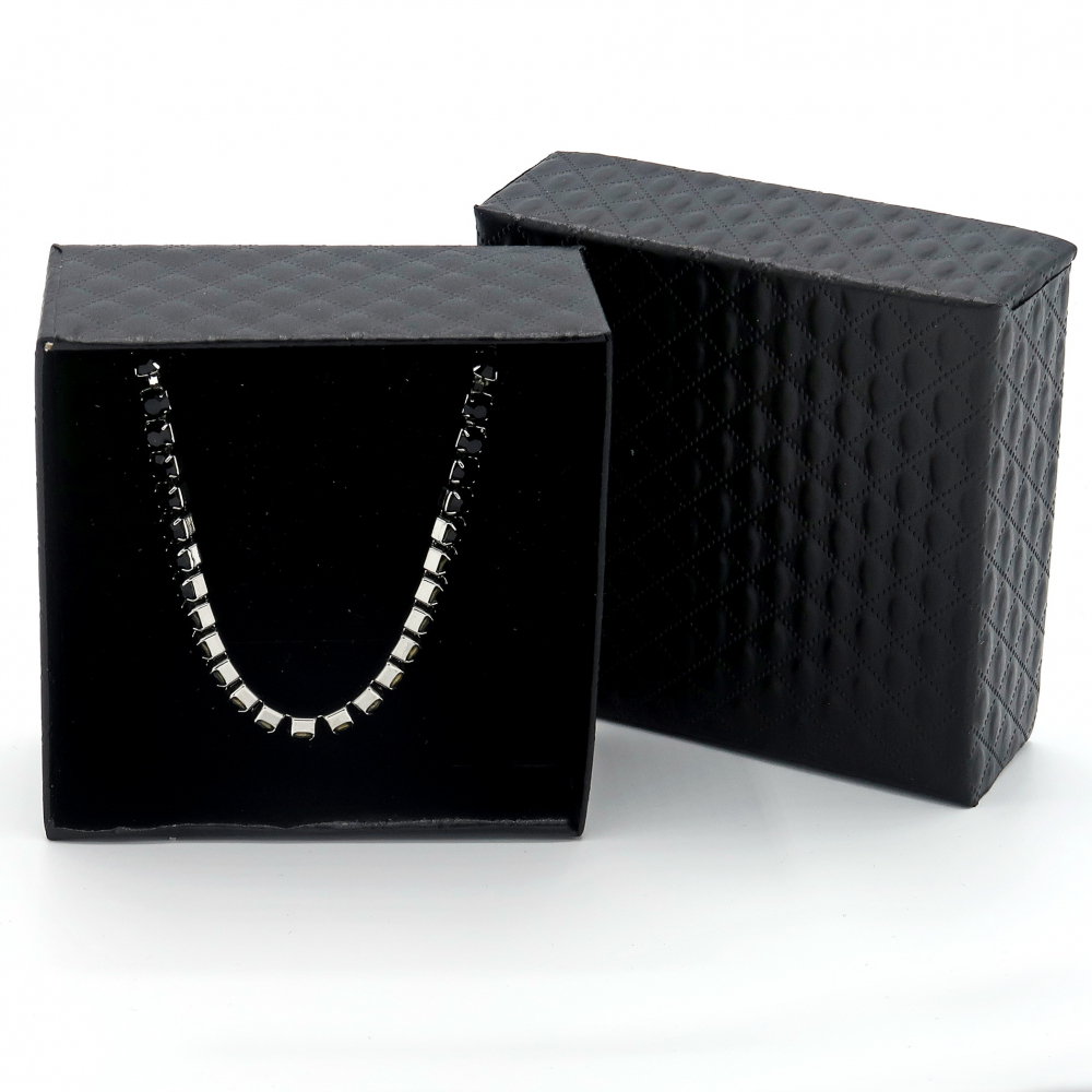 Bratara Tennis Argintie cu Cristale Zirconiu Negre - Accesoriu Unisex Elegant si Rafinat [3]