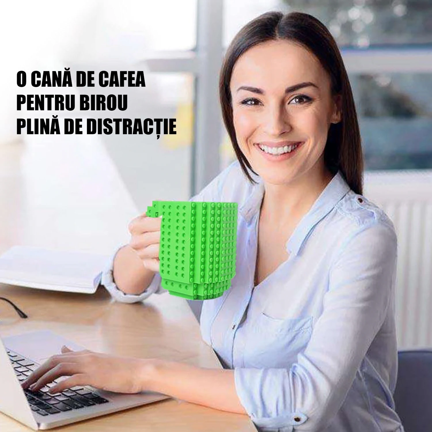 Cană Build-on cu Piese Lego – Funny DIY Mug Cadou Copii & Adulți, Verde [5]