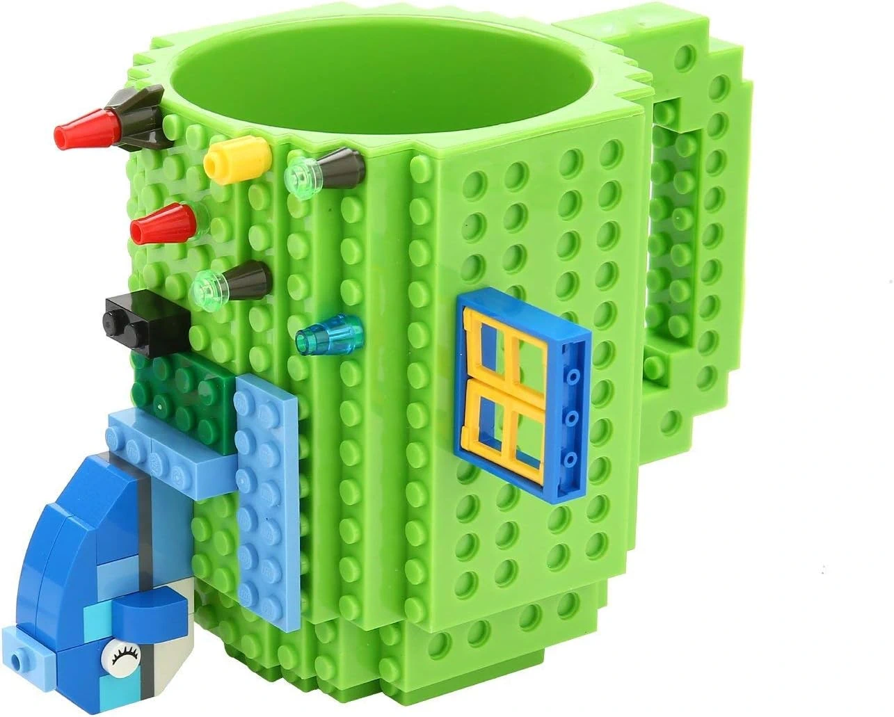 Cană Build-on cu Piese Lego – Funny DIY Mug Cadou Copii & Adulți, Verde [7]