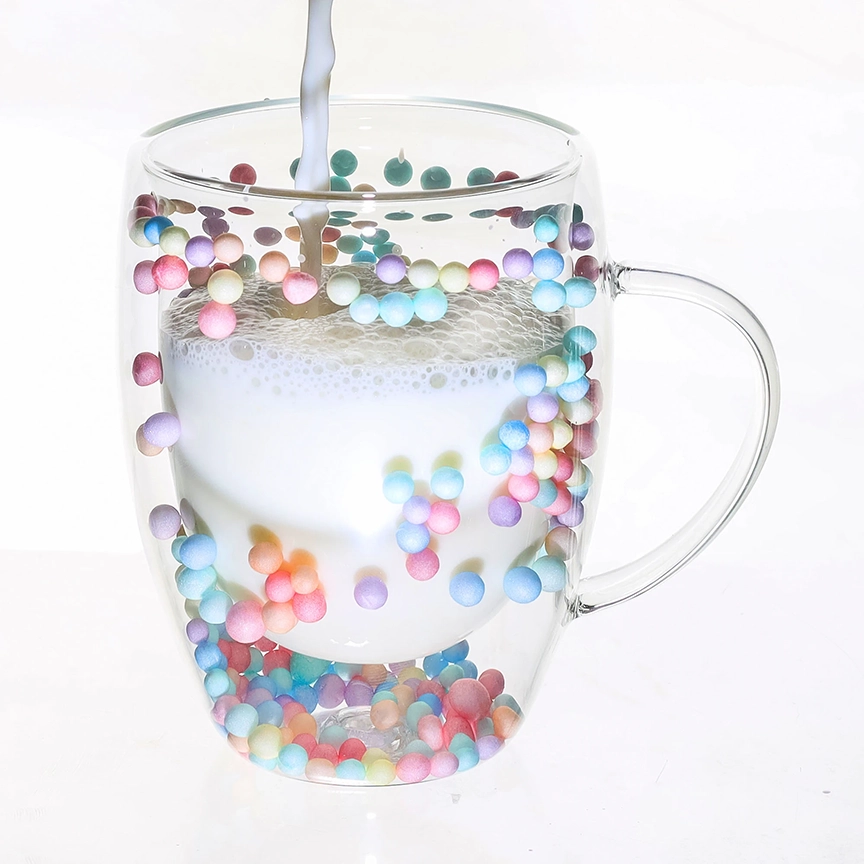 Cană sticlă borosilicată 350ml cu bile colorate – elegantă, dublu perete | Next Trend [3]