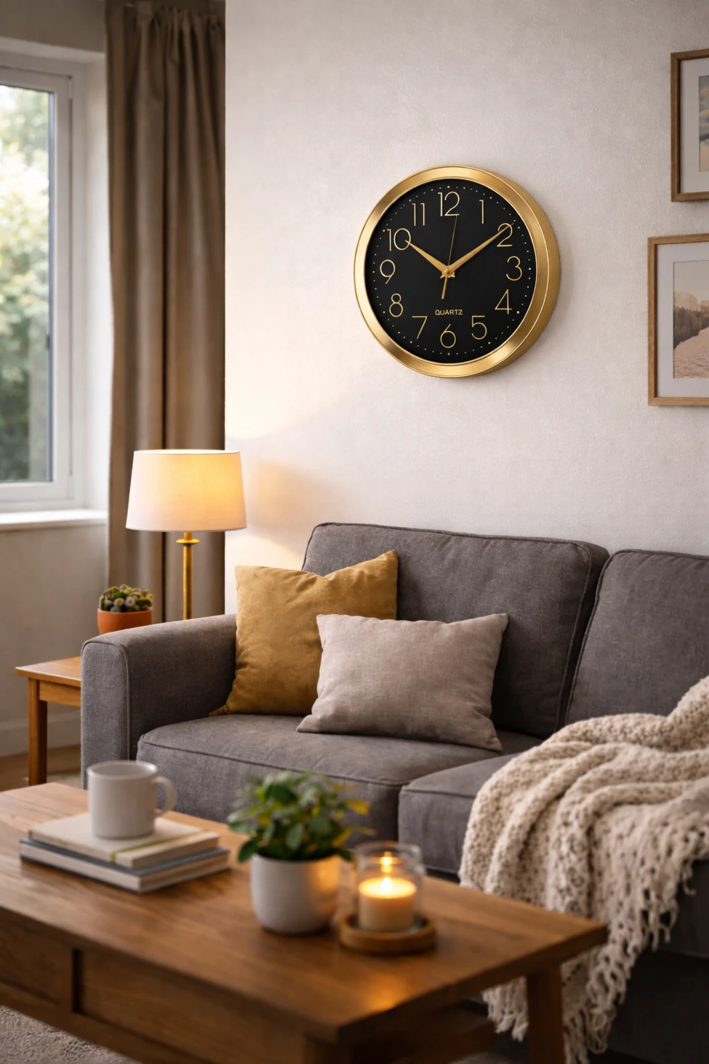 Ceas Analog de perete silentios Quartz rotund 29 cm Auriu - Negru [3]