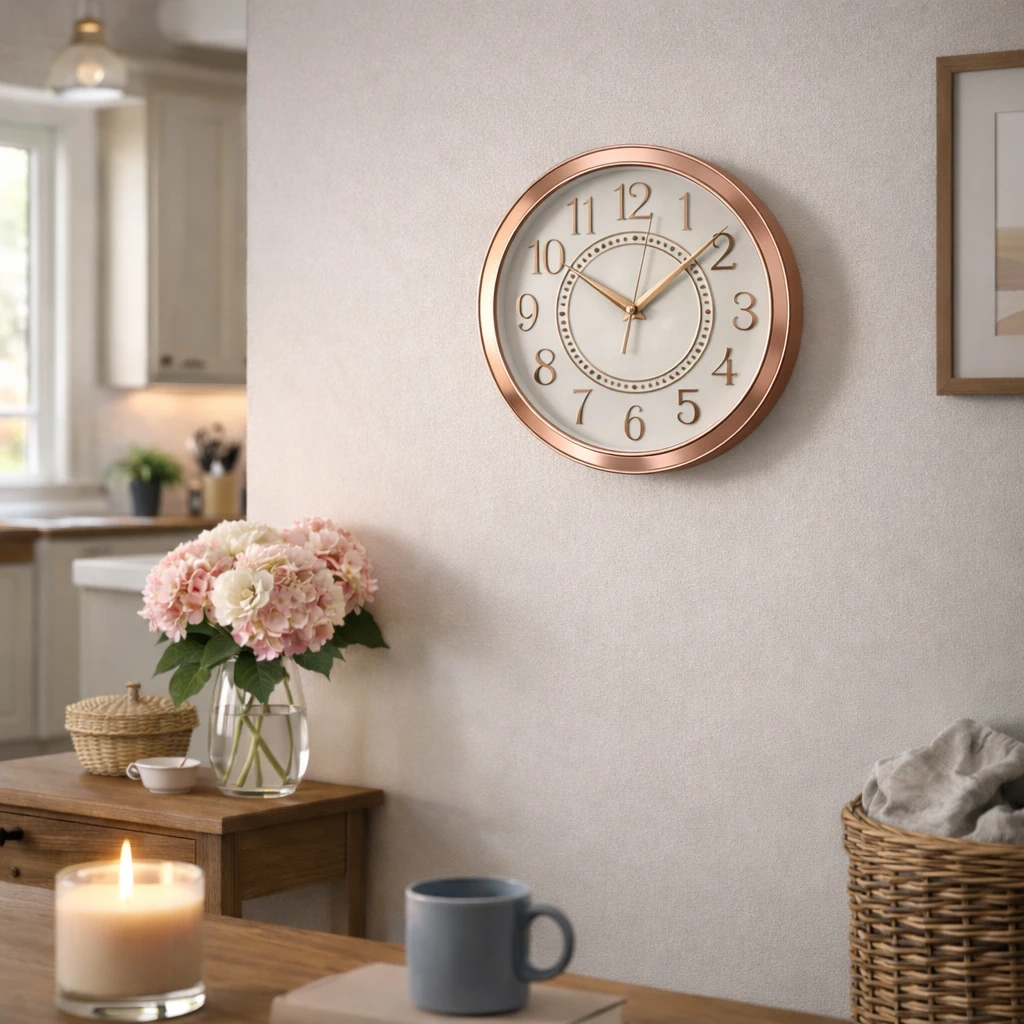 Ceas Analog de perete silentios Quartz rotund 29 cm Rose - Gold [3]