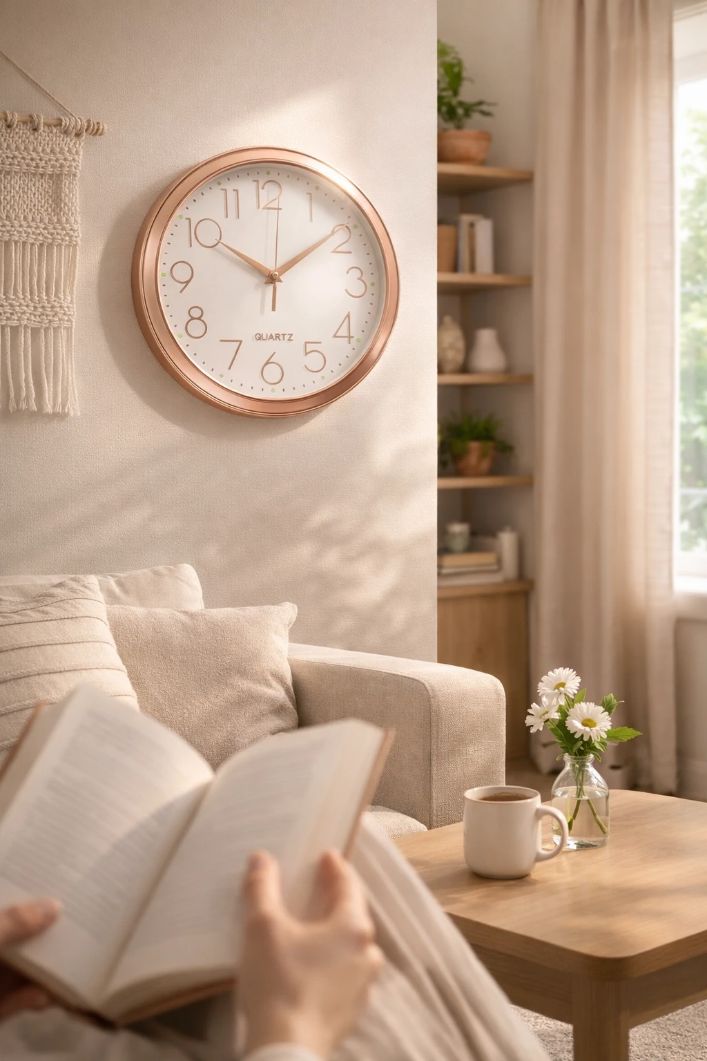 Ceas de Perete Analog Quartz Silentios, 29 cm, Elegant Rose Gold – Design Modern [2]