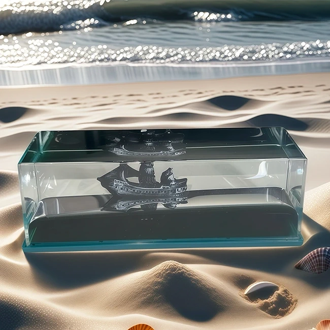 Corabie Black Pearl în Sticlă – Cadou Antistres Original, Decor Nautic Elegant, 15x5x5 cm, Vapor Plutitor din Acril și Rășină | NextTrend [9]
