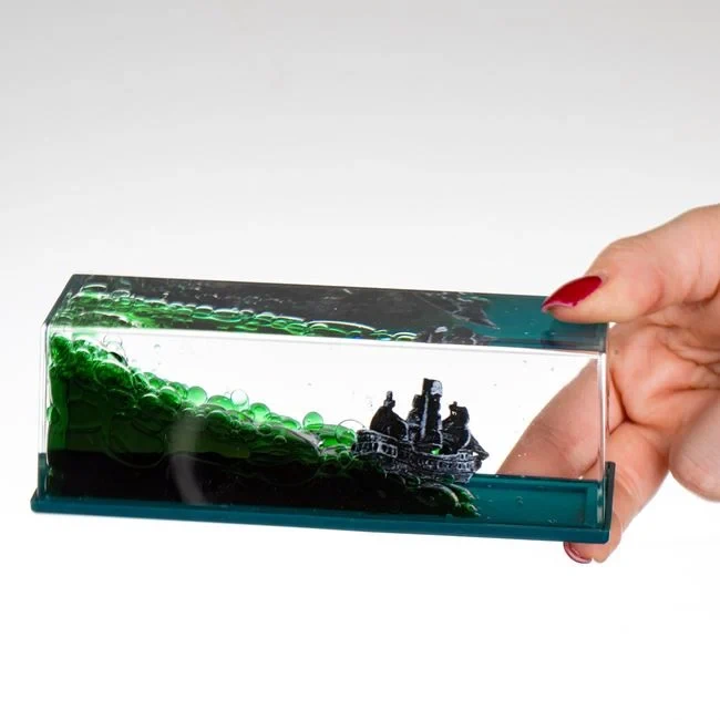 Corabie Black Pearl în Sticlă – Cadou Antistres Original, Decor Nautic Elegant, 15x5x5 cm, Vapor Plutitor din Acril și Rășină | NextTrend [5]