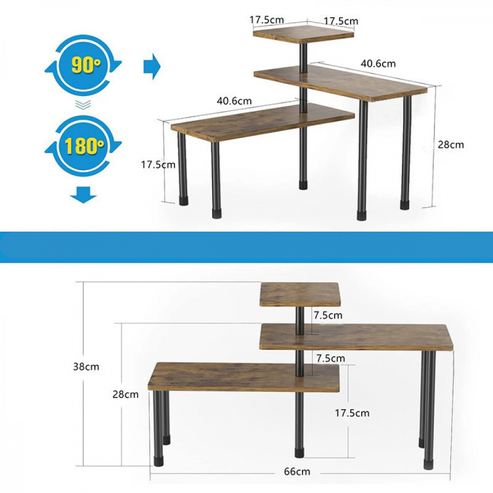 Etajera Condimente, Design Modern, Negru cu Imitatie Lemn, 3 Polite, - Organizare Practica si Eleganta [7]